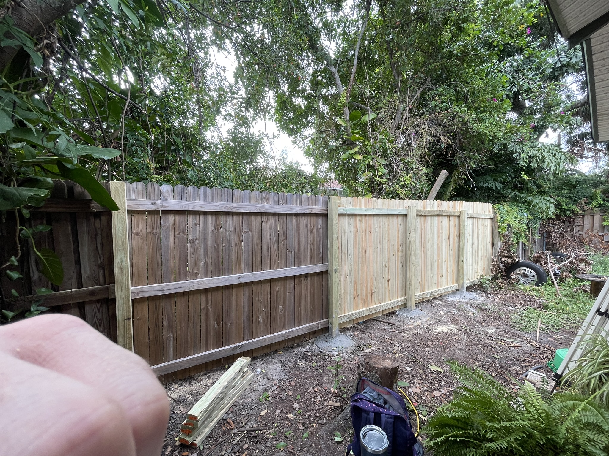 New wood privacy fence, second view