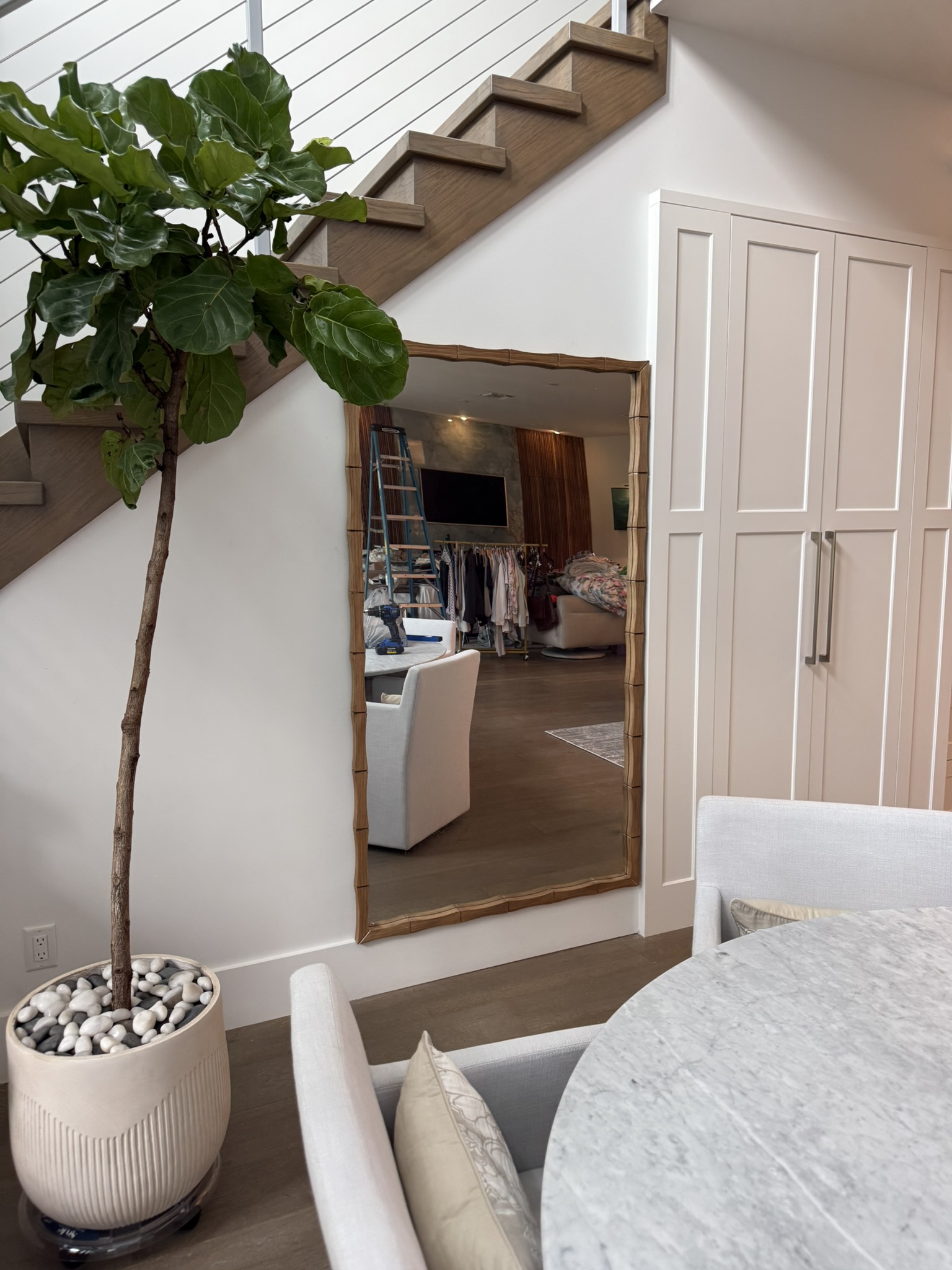 Large mirror professionally hung