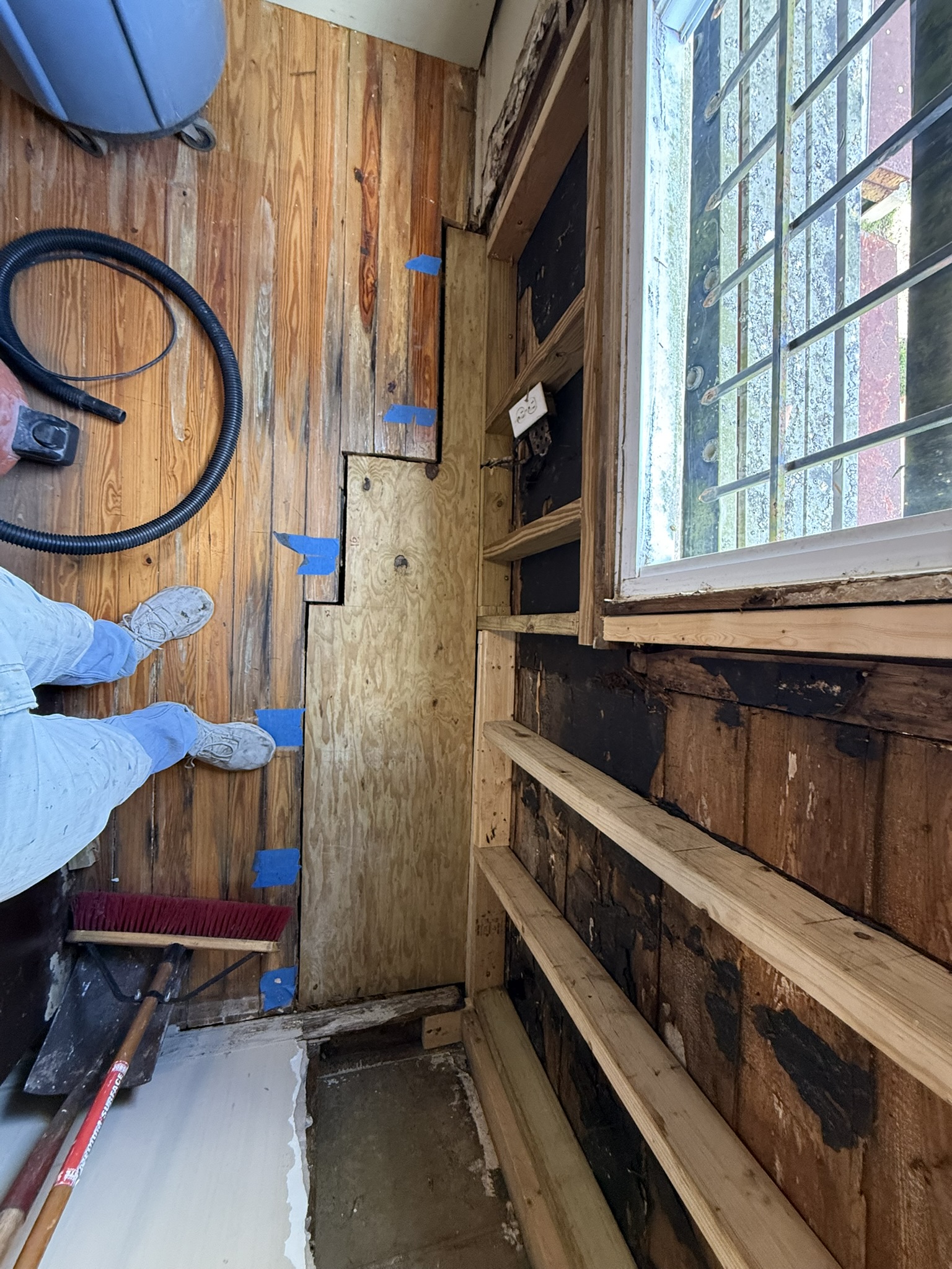 Structural wood rot rebuild with new framing